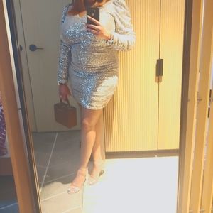 Silver mini sequins dress